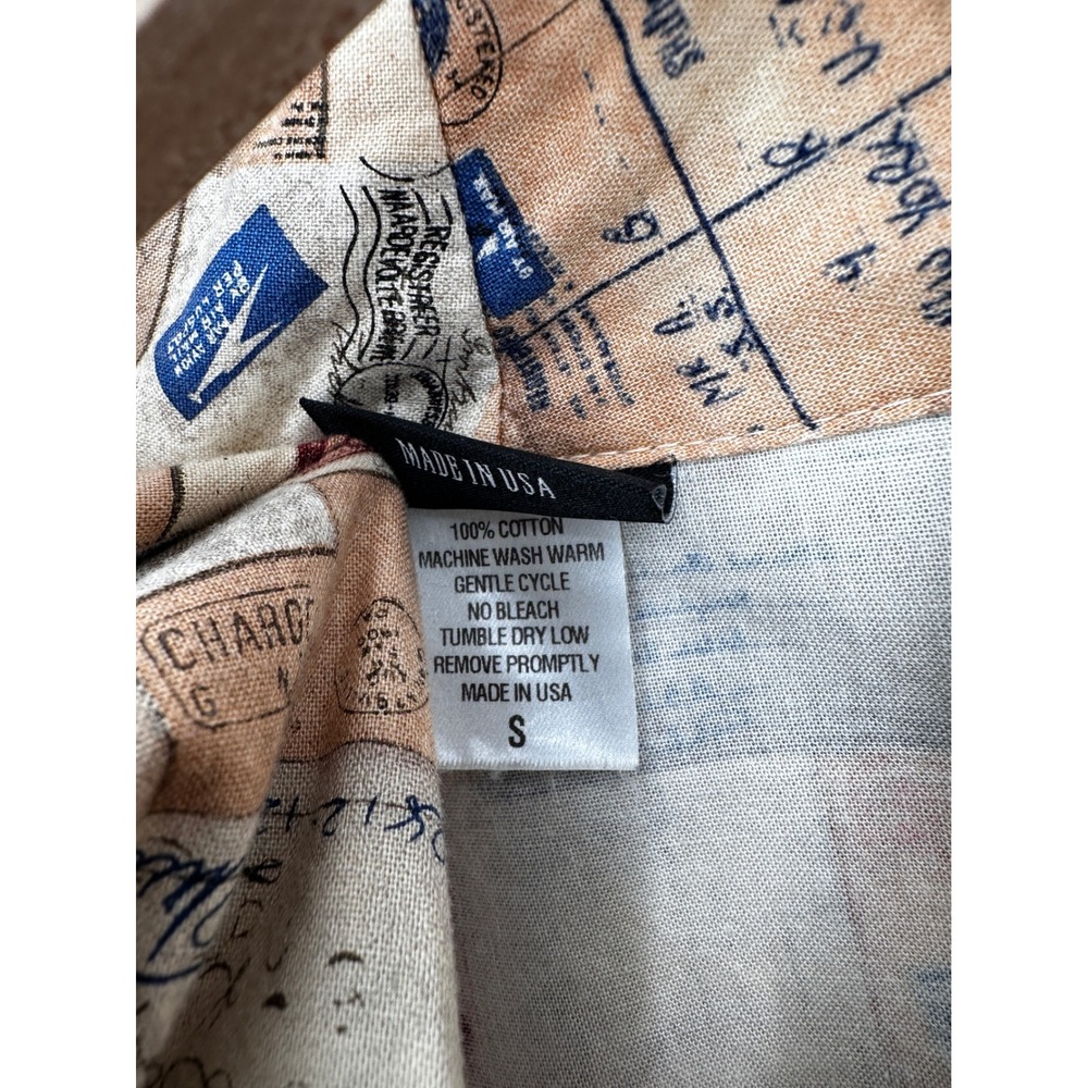 Retrolicious Modcloth Portcard Love Letters Print Dress Womens Small Tan Novelty - Picture 7 of 14
